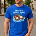 Sea Otter Book Reading Shirt For Bookworm Teachers Men's Casual T-Shirt Royal Blue Sea Otter Book Reading Shirt For Bookworm Teachers Men's Casual T-Shirt Royal Blue