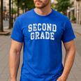 Second Grade Floral Blue Back To School 2nd Grade Teacher Men's Casual T-Shirt Royal Blue