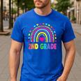Second Grade Rainbow Girls Boys Teacher Team 2nd Grade Squad Men's Casual T-Shirt Royal Blue