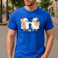 Silly Goose Spooky Teacher Halloween Cute Goosebumps Men's Casual T-Shirt Royal Blue