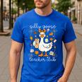 Silly Goose Teachers Club Cozy Fall Teacher Men's Casual T-Shirt Royal Blue