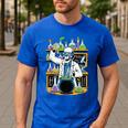 Skeleton Mad Scientist Halloween Costume Science Teacher Men's Casual T-Shirt Royal Blue Skeleton Mad Scientist Halloween Costume Science Teacher Men's Casual T-Shirt Royal Blue