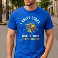 I Solve Cubes Speed Cubing Vintage Youth Math Teacher Men's Casual T-Shirt Royal Blue