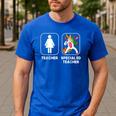 Special Ed Teacher Dabbing Unicorn Teacher Women Men's Casual T-Shirt Royal Blue