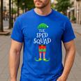 SPED Squad Elf Teacher Matching Christmas Party Pajama Men's Casual T-Shirt Royal Blue