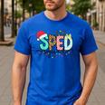 SPED Squad Special Education Teacher Autism Christmas Women Men's Casual T-Shirt Royal Blue
