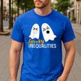 Spooky Ghost Inequalities Halloween Math Teacher Men's Casual T-Shirt Royal Blue
