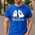 Spooky Inequalities Ghosts Halloween Math Teacher Men's Casual T-Shirt Royal Blue Spooky Inequalities Ghosts Halloween Math Teacher Men's Casual T-Shirt Royal Blue