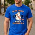 In My Spooky Math Teacher Era Groovy Retro Halloween Costume For Men Women Men's Casual T-Shirt Royal Blue In My Spooky Math Teacher Era Groovy Retro Halloween Costume For Men Women Men's Casual T-Shirt Royal Blue