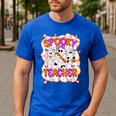 Spooky Teacher Ghost Pencil Teacher Halloween Teacher Men's Casual T-Shirt Royal Blue