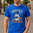 Spooky Teacher Halloween Cute Ghost Pumpkin Reading Women Men's Casual T-Shirt Royal Blue Spooky Teacher Halloween Cute Ghost Pumpkin Reading Women Men's Casual T-Shirt Royal Blue