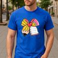 Student Teacher Coquette Bow Pencil Back To School First Day Men's Casual T-Shirt Royal Blue Student Teacher Coquette Bow Pencil Back To School First Day Men's Casual T-Shirt Royal Blue