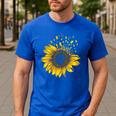 Sunflower Puzzle Pieces Autism Awareness For Mom Teacher For Women Men's Casual T-Shirt Royal Blue