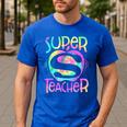 Super Teacher Back To School Apple Tie Dye First Day Men's Casual T-Shirt Royal Blue Super Teacher Back To School Apple Tie Dye First Day Men's Casual T-Shirt Royal Blue