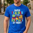 Super Teacher By Day Super Tired By Night Men's Casual T-Shirt Royal Blue Super Teacher By Day Super Tired By Night Men's Casual T-Shirt Royal Blue