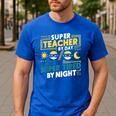 Super Teacher By Day Super Tired By Night Superheroes School Men's Casual T-Shirt Royal Blue Super Teacher By Day Super Tired By Night Superheroes School Men's Casual T-Shirt Royal Blue