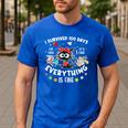 I Survived 100 Days Of School Teacher Kids Cat Lover Men's Casual T-Shirt Royal Blue I Survived 100 Days Of School Teacher Kids Cat Lover Men's Casual T-Shirt Royal Blue