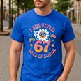I Survived 67 Days Of School Groovy Retro Teachers Girls Men's Casual T-Shirt Royal Blue