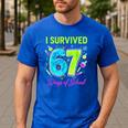 I Survived 67 Days Of School 67 Meme Science Teacher Men's Casual T-Shirt Royal Blue I Survived 67 Days Of School 67 Meme Science Teacher Men's Casual T-Shirt Royal Blue