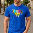 Teach Coquette Bow Teacher Back To School Happy First Day Men's Casual T-Shirt Royal Blue Teach Coquette Bow Teacher Back To School Happy First Day Men's Casual T-Shirt Royal Blue