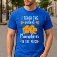 I Teach The Cutest Pumpkins In The Patch Halloween Teacher Men's Casual T-Shirt Royal Blue I Teach The Cutest Pumpkins In The Patch Halloween Teacher Men's Casual T-Shirt Royal Blue
