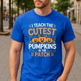 I Teach The Cutest Pumpkins In The Patch Halloween Teacher Men's Casual T-Shirt Royal Blue I Teach The Cutest Pumpkins In The Patch Halloween Teacher Men's Casual T-Shirt Royal Blue