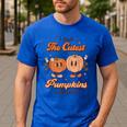 I Teach The Cutest Pumpkins In The Patch Retro Teacher Fall Men's Casual T-Shirt Royal Blue