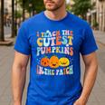 I Teach The Cutest Pumpkins In The Patch Teacher Men's Casual T-Shirt Royal Blue
