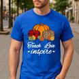 Teach Love Inspire Autumn Fall Plaid Leopard Pumpkin Teacher For Men Women Kids Men's Casual T-Shirt Royal Blue Teach Love Inspire Autumn Fall Plaid Leopard Pumpkin Teacher For Men Women Kids Men's Casual T-Shirt Royal Blue
