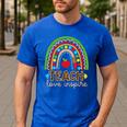 Teach Love Inspire Rainbow Leopard Cheetah Print Teacher Men's Casual T-Shirt Royal Blue Teach Love Inspire Rainbow Leopard Cheetah Print Teacher Men's Casual T-Shirt Royal Blue
