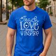 Teach Love Inspire Retro Teacher Kids Back To School Men's Casual T-Shirt Royal Blue Teach Love Inspire Retro Teacher Kids Back To School Men's Casual T-Shirt Royal Blue