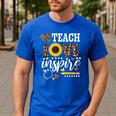 TEACH LOVE INSPIRE Teacher Sunflower Appreciation Men's Casual T-Shirt Royal Blue
