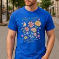 Teach Them Love Them Watch Them Grow Retro Teacher Floral Men's Casual T-Shirt Royal Blue Teach Them Love Them Watch Them Grow Retro Teacher Floral Men's Casual T-Shirt Royal Blue