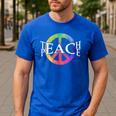 Teach Peace For Teachers And Educators Counselor Men's Casual T-Shirt Royal Blue Teach Peace For Teachers And Educators Counselor Men's Casual T-Shirt Royal Blue