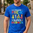 I Teach Pre-K Superheroes Students Teacher Back To School Men's Casual T-Shirt Royal Blue