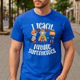 I Teach Superheroes Cute Back To School Teacher Men's Casual T-Shirt Royal Blue I Teach Superheroes Cute Back To School Teacher Men's Casual T-Shirt Royal Blue