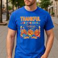 Teach Thanksgiving Teacher Thankful For My Preschool Turkeys Men's Casual T-Shirt Royal Blue