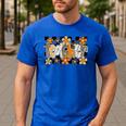 Teacher Appreciation Boho Floral Leopard Checkered Men's Casual T-Shirt Royal Blue Teacher Appreciation Boho Floral Leopard Checkered Men's Casual T-Shirt Royal Blue