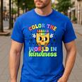 Teacher Back To School Color In Kindness Crayon Pencil Men's Casual T-Shirt Royal Blue