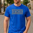 Teacher Checkered Racing Teacher Appreciation Men Women Men's Casual T-Shirt Royal Blue