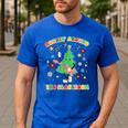 Teacher Christmas Shirts Pajama Matching Rockin' Around The Classroom -Adult Short Sleeve Small Modern Festive Christmas Teacher Xmas Vibes T-Shirt Men's Casual T-Shirt Royal Blue
