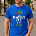 The Teacher Elf Matching Family Christmas Men's Casual T-Shirt Royal Blue