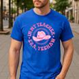 In My Teacher Era Yeehaw Pink Teacher Western Cowgirl Men's Casual T-Shirt Royal Blue In My Teacher Era Yeehaw Pink Teacher Western Cowgirl Men's Casual T-Shirt Royal Blue