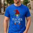 Teacher Gnome Xmas Family Matching Plaid Christmas Gnomes Men's Casual T-Shirt Royal Blue