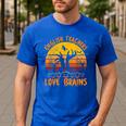 Teacher Halloween All English Teachers Love Brains Men's Casual T-Shirt Royal Blue