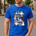 Teacher Library Ghost Reading Book Halloween Cat Men's Casual T-Shirt Royal Blue Teacher Library Ghost Reading Book Halloween Cat Men's Casual T-Shirt Royal Blue