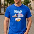 Teacher Library Read Book Club Piggie Elephant Pigeons Men Women Kids Men's Casual T-Shirt Royal Blue