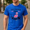 This Teacher Loves Her Flock Cute Flamingo Teacher Men's Casual T-Shirt Royal Blue