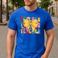 Teacher Pencil Coquette Bow Back To School Teacher Men's Casual T-Shirt Royal Blue Teacher Pencil Coquette Bow Back To School Teacher Men's Casual T-Shirt Royal Blue