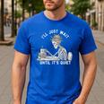 Teacher Skeleton Messy Bun I'Ll Just Wait Until Its Quiet Men's Casual T-Shirt Royal Blue